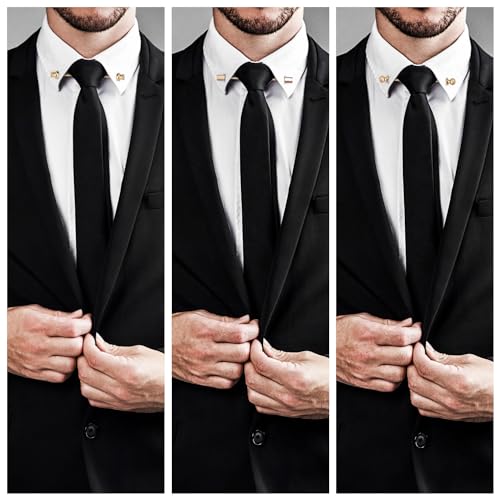 wynameleri Mens Shirt Collar Bars Pins Clips Clasps Silver Tone and Gold Tone Set 3 PCS Business Gift 60mm2