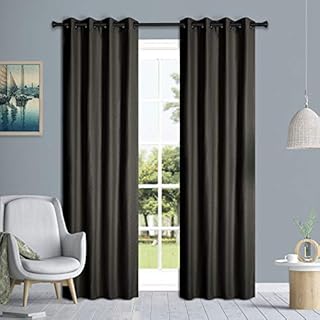 Blackout Curtains Thick Thermal Eyelet Ring Top Pair of Curtains Embossed Texture (Silver, 46 x 54 Inch)