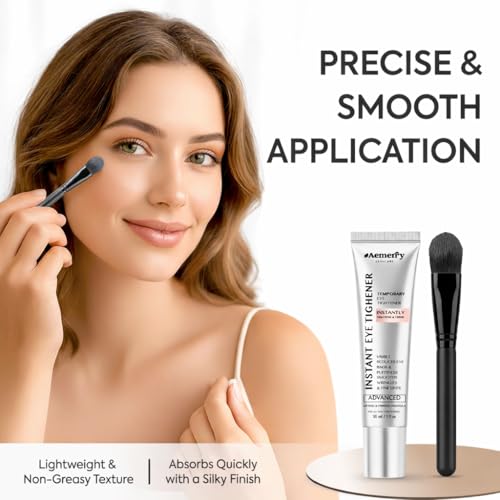 Aemerry Instant Firm Temporary Eye Tightener: Perfection Tightening & Lifting Cream With Brush For Eye Bags, Wrinkles, Puffiness, Fine Lines – Lightweight, Easy Wear Formula, Gentle For All Skin Types. 1 Oz