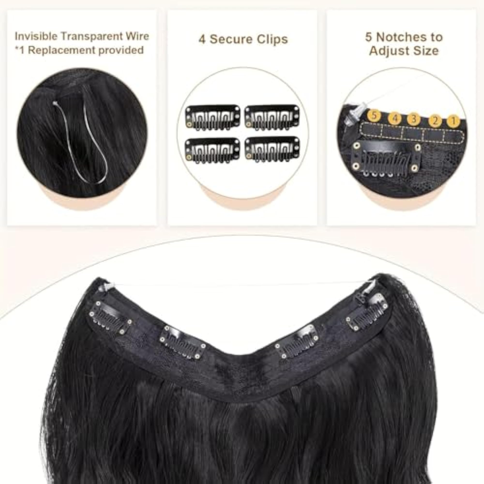 Synthetic 24" Long Wavy Curly Hair Extension with 5 Clips
