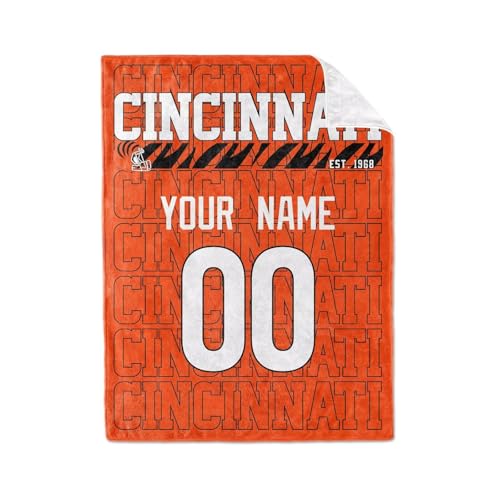 Image of ANTKING Cincinnati Throw Blanket for Men Women Boy Custom Name and Number Gifts