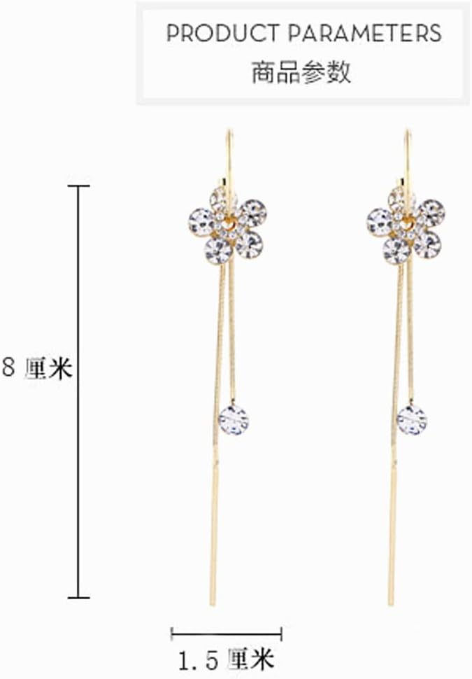 ASHMITA 18K Flower Crystal Earrings With Tassel Open Ear Hoops Hypoallergenic Charm Earrings Jewelry for Women Girls - Image 6