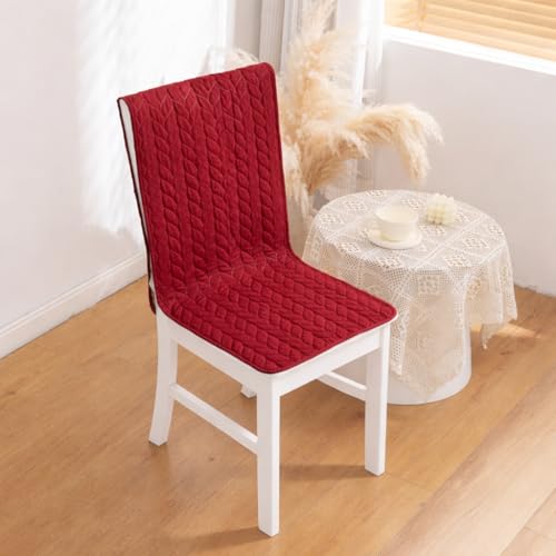 Image of HOMETHREADS Non-Slip Chair Cover-Universal Fit for Kitchen & Dining Chairs-Cushioned Comfort - Stylish Machine Washable Seat Cover -145x45Cm (Maroon, Pack of 8)