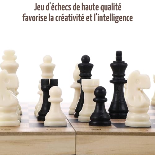Gowkeey Jeu d'Échecs en Bois 3 en 1 - Échecs, Dames, Backgammon (29x29 cm) – vue 6
