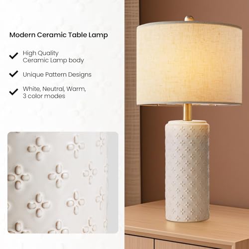 Lámpara de mesa de cerámica moderna blanca x2 23 pulgadas miniatura 7