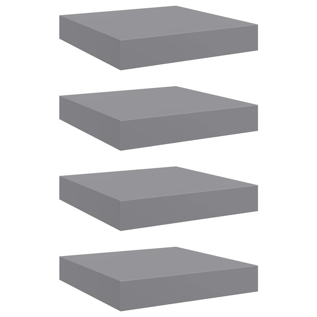 vidaXL Floating Wall Shelves 4 pcs Grey 23x23.5x3.8 cm MDF — image 1