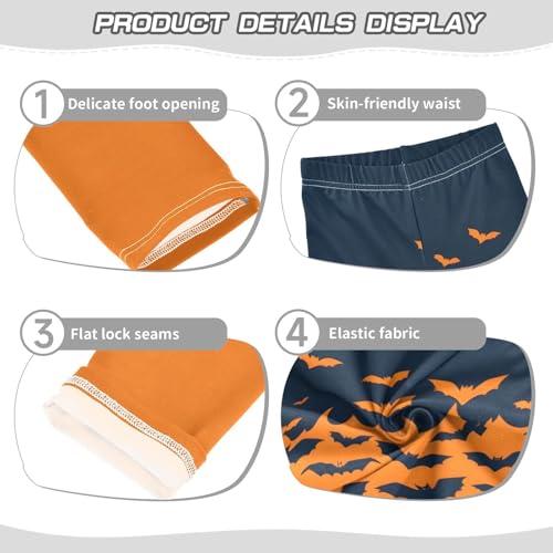 Black Orange Bat Graphic Girls Leggings Soft Stretch Workout Yoga Dance Pants for Kids Casual Tights3