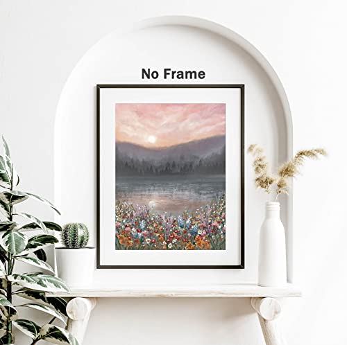 Boho Nature Landscape Canvas Wall Art Wildflower Painting On Canvas Abstract Landscape Art Posters For Living Room Flower Wall Decor Abstract Boho Blush Pink Green Art Prints 12X16Inch No Frame #TOP5