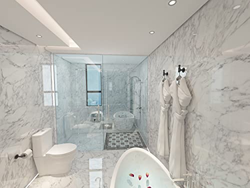 3 Pack Industrial Pipe Bathroom Hardware Accessories Set, Include 2 Robe Coat Towel Hook And 1 Toilet Paper Holder For Hanging. 1/2" Inch Threaded Wall Mounted Rustic Decor Accessories Kit (Black) #TOP5