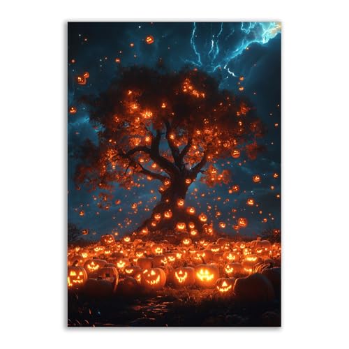 Toile Halloween grand arbre à citrouilles pour créer un décor d'horreur