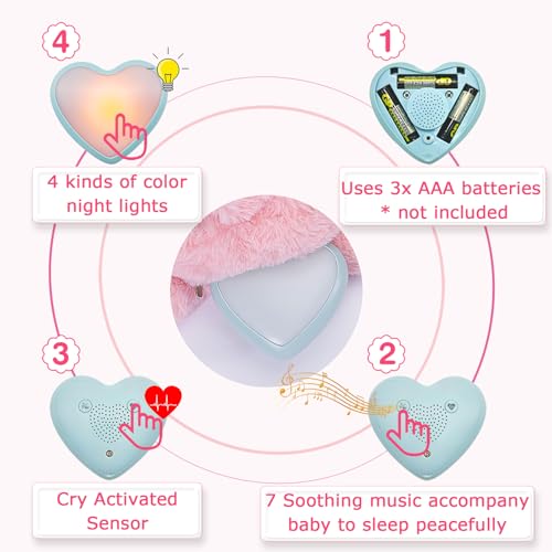 Baby Soother Cry Activated Sensor Toys,Heartbeat Bunny for Babies,Plush Stuffed Animal for Newborn Infants,Baby Toy Vibrating with Mom’s Heartbeat,Baby Shower Gifts for Girls and Boys