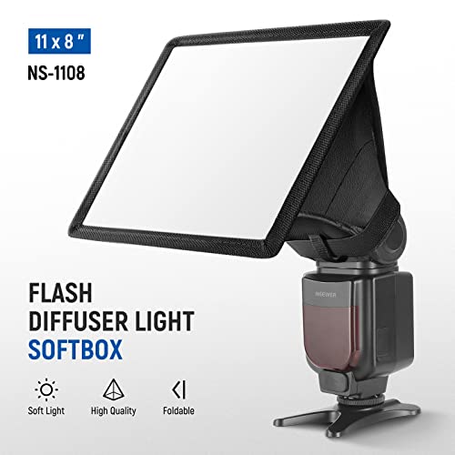 Neewer Flash Diffuser Light Softbox 11" X 8", Universal, Collapsible With Storage Pouch Compatible With Canon Nikon Sony Godox Yongnuo Neewer Speedlight #TOP1