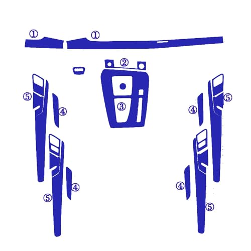 Autocollants de poignée de porte intérieure Q5L 2018-2019 et panneau central carbone bleu 3D