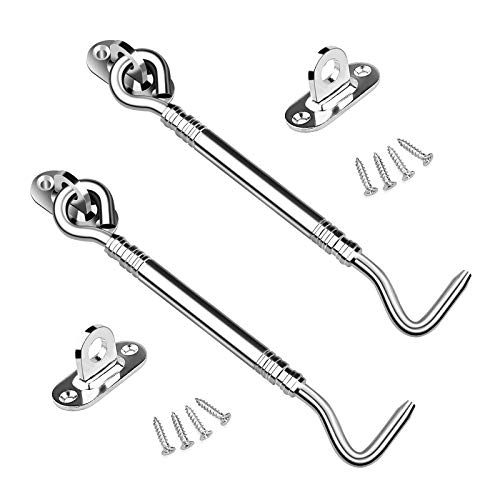 Preisvergleich Produktbild MICGEEK 2 Stücke Sturmhaken Edelstahl, Kabinenhaken Klein Sturmanker Kabinenhaken Tür Sturmhaken Mit öse 200mm Für Türen Garagentor Fenster 6 Zoll