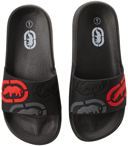 Ecko Unltd. Boys' Sandals - Slip-On Soccer Slides (Toddler/Little Boy/Big Boy), Size 5 Big Kid, Black