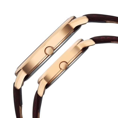 Image of Titan Bandhan Eternal Pair Analog with Date and Maroon Dial Maroon Leather Strap Watch for Couples - 19672967WL01