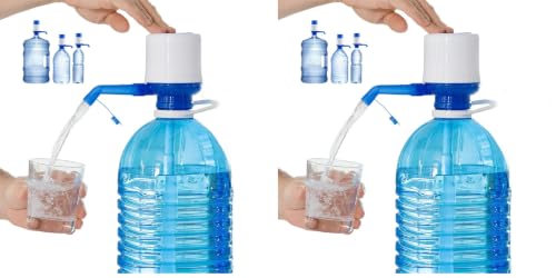 InnovaGoods Dispensador de Agua Universal, Dosificador Manual para Garrafas, Botellones, Barriles, Compatible para Botellas de 1,5/2/5/6/8/10 y 12L, con Adaptador de 38 y 48mm antigoteo. Blanco-Azul