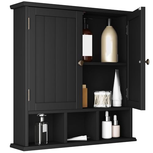 ChooChoo Bathroom Cabinet Wall Mounted 2-Door with 3 Open Shelve