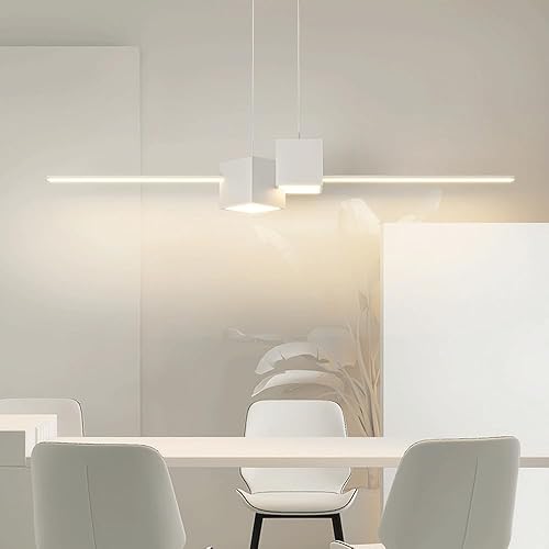 Miniatura 2 de Candelabro LED moderno y simple de 32 W con atenuación remota moderna lámpara lineal, lámpara decorativa de techo ajustable en altura, adecuada para