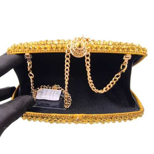 Image of Boutique De FGG Mini Crystal Clutch Purse for Women Formal, Spikes Rhinestone Clutch Evening Bag, Wedding Party Handbag