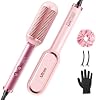 Ufree Cepillo Alisador para Mujeres, Peine Caliente Iónico de Doble Fila, Rosa | 9 Niveles de Calor, Calentamiento Rápido en 30s, 285-430°F, Recubrimiento de Cerámica, Doble Voltaje, Listo para Viajar, Set de Regalo 2