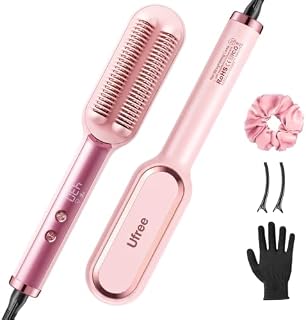 Ufree Hair Straightener Brush for Women Double Row Ionic Hot Comb