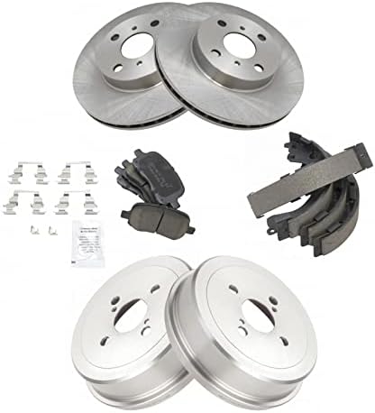 Front & Rear Posi Ceramic Disc Brake Pads Rotors Shoes & Drum Kit Set for Toyota
