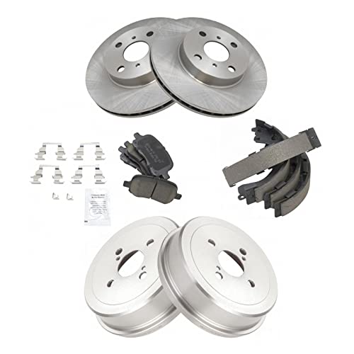 Front & Rear Posi Ceramic Disc Brake Pads Rotors Shoes & Drum Kit Set For Toyota #TOP8