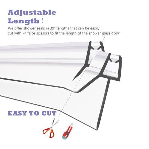 GEZMR 2-Pack Frameless Shower Door Bottom Seal (1/4'' X 39'') Clear Glass Shower Door Sweep Strip can Covers up to 23mm Gap - Stop Leaks by GEZMR - Image 5