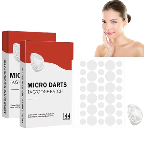 Micro Darts Tag Gone Patch, Professional Skin Tag Removal Patches, Microdarts Pimple Patches, Painless Skin Tag Remover Patches, Spot Stickers, Face Care for All Skin Types, 288pcs (2 Boxes)