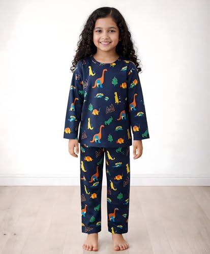 Image of Anthrilo Pure Cotton Printed Pyjama Set for Girls | Sleepwear | Night Suit, Night Wear | Long Sleeves T-Shirt & Pyjama | Regular Wear | 0-14 Years