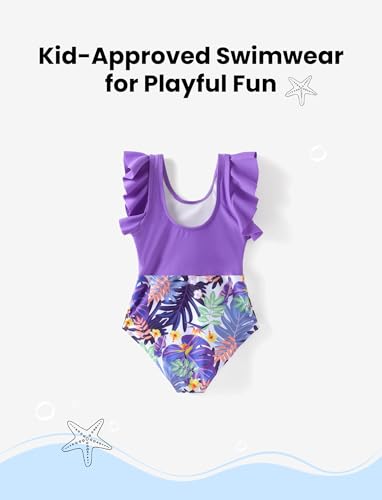 Image of PATPAT Family Matching Swimwear Set: Floral Print Sleeveless Ruffled One Piece Bathing Suits