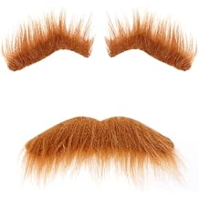 Nydotd Self Adhesive Fake Eyebrows Beard Moustache Facial Hair, Brown Eyebrow and Mustache Set Stick On Cosplay Props for Masquerade Costumes Party Old Man Grandpa Dress Up Accessories for Men