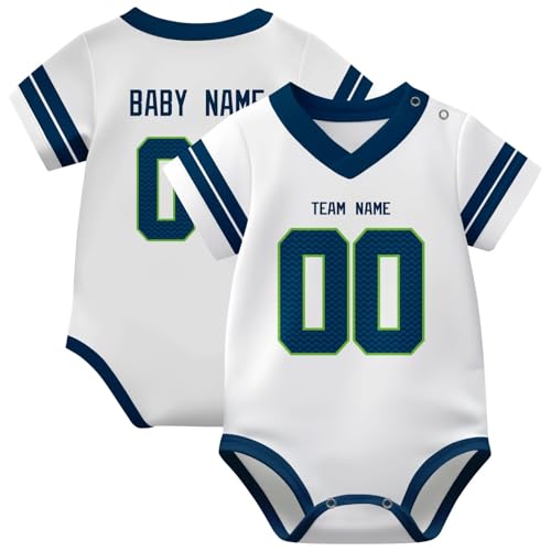 Image of KREDE Baby Clothes Unisex Bodysuit Jersey Style Custom Name Number for Baby Boys