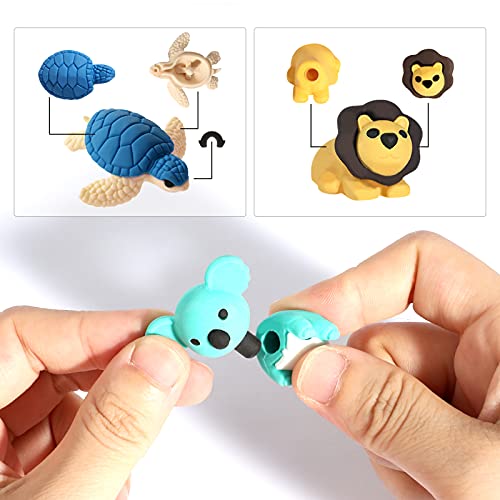 Mgparty 60Pcs Animal Erasers For Kids Pencil Erasers Puzzle Erasers 3D Mini Bulk Pull Apart Erasers For Birthday Party Favors Carnival Prizes Box Classroom Rewards Treasure Box Games Prizes #TOP2