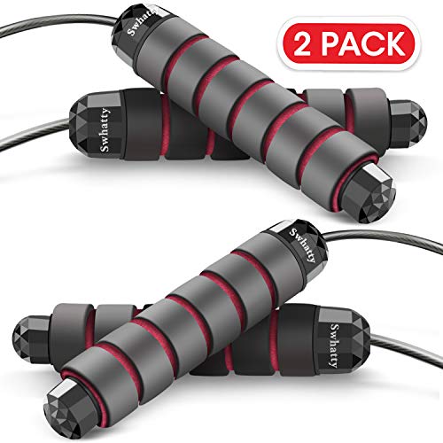 Swhatty 2 Pack Jump Rope, Tangle-Free with Ball Bearing Rapid Speed Skipping Rope