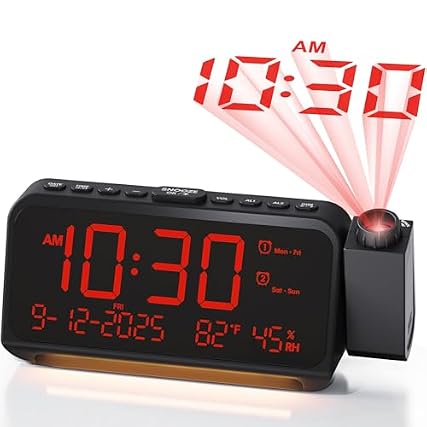 Roxicosly Projection Alarm Clock for Bedroom Ceiling, 118 d B Super Loud for Heavy Sleepers, Plug photo Roxicosly Projection Alarm Clock for Bedroom Ceiling, 118 d B Super Loud for Heavy Sleepers, Plug