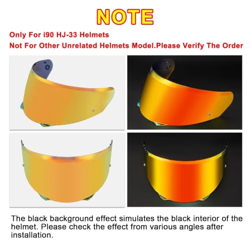 Image of PSLER Shatterproof Motorcycle Helmet Visor for i90 HJ-33,Deep Gold Red | Impact-Resistant ,UV400 Protection, Motorcycle Tinted Face Shield for i90 HJ-33,Visor Replacement