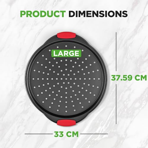 NutriChef Pizza Pan – Heavy-Duty Nonstick Round Oven Baking Tray, Easy Food Release and Dishwasher Safe, Perfect for Homemade Pizza, Roasting, Flatbreads and More by Nutrichef - Image 3