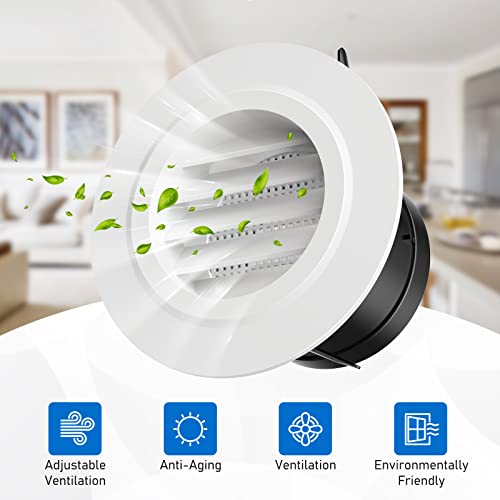 Hon&Guan 3 In Soffit Exhaust Vent, Dryer Vent Cover Round 3 Inch Vent Cover With Built-In A Fly Screen For Bathroom Office Home (Ø75Mm) #TOP3