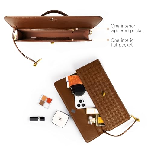 Image of Joryin Woven Purse for Women Evening Clutch Woven Leather Handbags Crossbody Bag Purse Formal Evening Bag, Vegan Leather