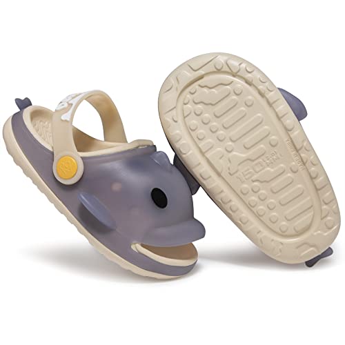 Lcksdp Toddler Boys Girls Slides Sandals Size 8 Dophin Shark Slides Kids Baby Boys Slides Size 8 9 10 11 12 Non-Slip Toddler Boy Sandals For Beach Pool Shower Indoor Outdoor Grey #TOP3