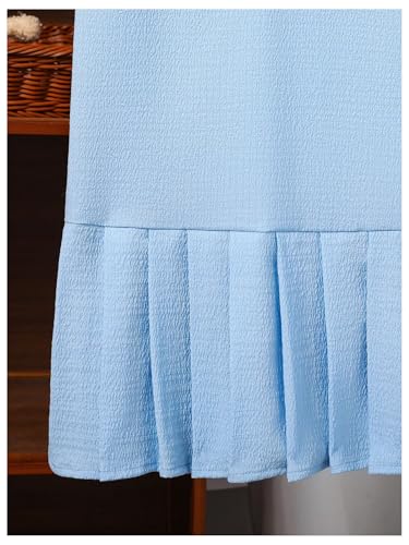 SweatyRocks Girl's Bow Pleated Dress Puff Short Sleeve Crew Neck Summer Dresses4