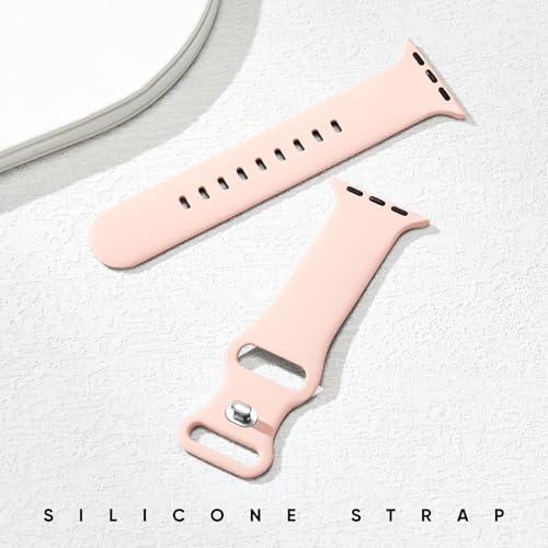 Silicone Band Compatible with Apple Watch Bands for Women 40mm 44mm 45mm 46mm 38mm 41mm 42mm 49mm Ultra Men, Sport Strap for iWatch Bands Series 10 9 8 7 6 5 4 3 SE
