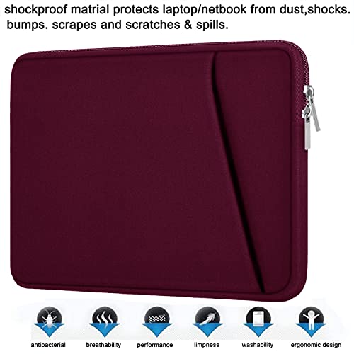 Image of Laptop Sleeve Case 14 inch, Durable Carrying Bag Shockproof Protective Case Cover, Handbags Briefcase Laptop Bag Compatible with 14 inch MacBook Air /Pro HP Asus Lenovo Notebook Computer, Wine Red