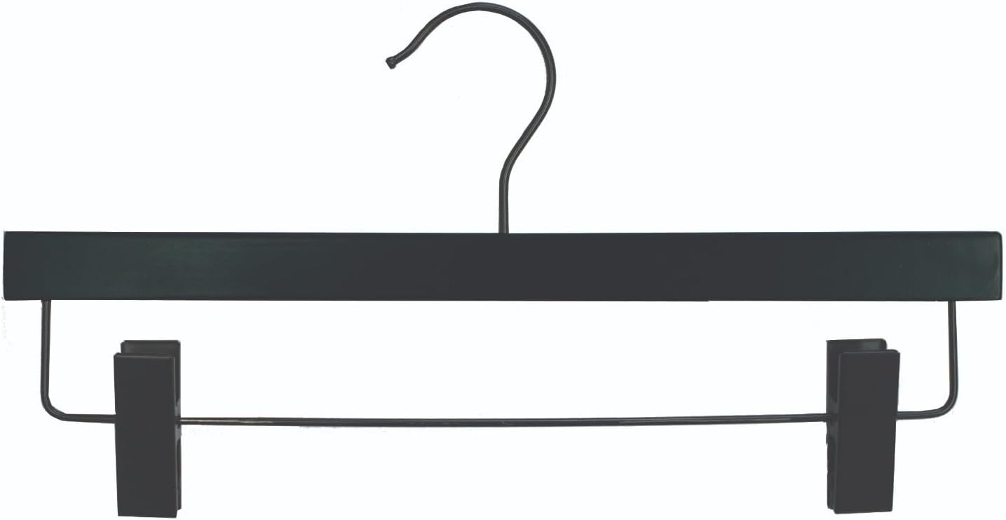 NAHANCO Wooden Pant/Skirt Hanger, 14" - Grey Rubberized, Pack of 100
