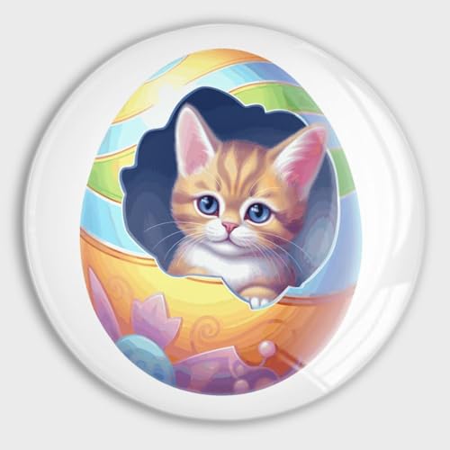 Imanes redondos para nevera, adorable huevo de Pascua arcoíris, gato, imanes de cristal para nevera, taquilla, pizarra, pizarra, gabinetes, aula, oficina, cubículo, escuela