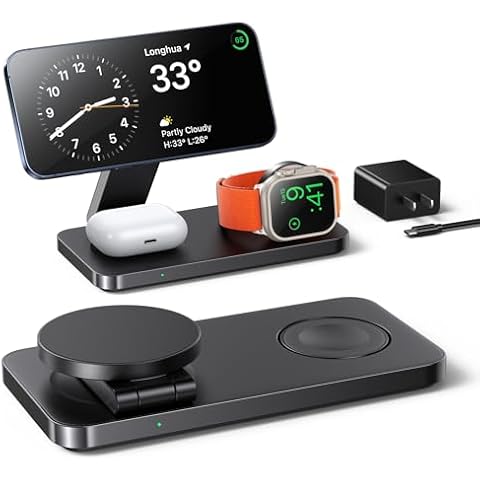 3 in 1 Charging Station for Multiple A Devices/A Watch and Phone Charging Station/3 in 1 Wireless Charger Stand/Phone and Watch Charger/Wireless Charging for Phone 16/15/14/13/12, A Watch, Ai-pods Pro Cover