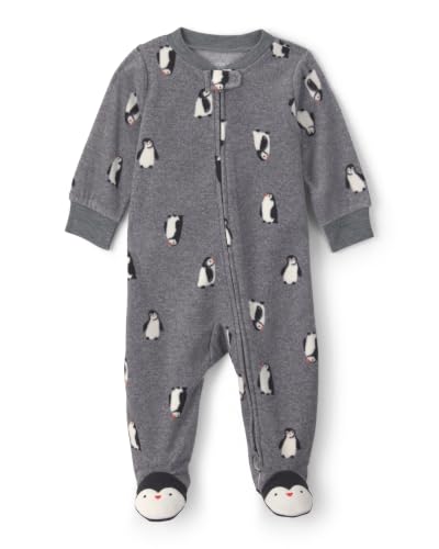 Carter's Boy Fleece Sleep and Play, Grey Penguin, 9M