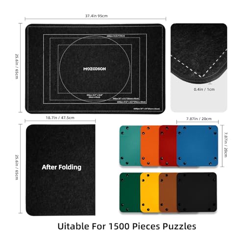 MOZOOSON Puzzlebrett 1500 Teile, Faltbares Puzzle Board mit 8 Sortierer, Tragbare Puzzlematte, Puzzle-Aufbewahrung, Jigsaw-Zubehör mit Rutschfester Oberfläche